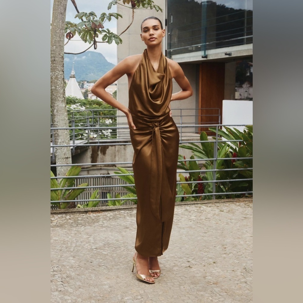 🔥🔥Zara satin effect Foil midi dress - Picture 2 of 8